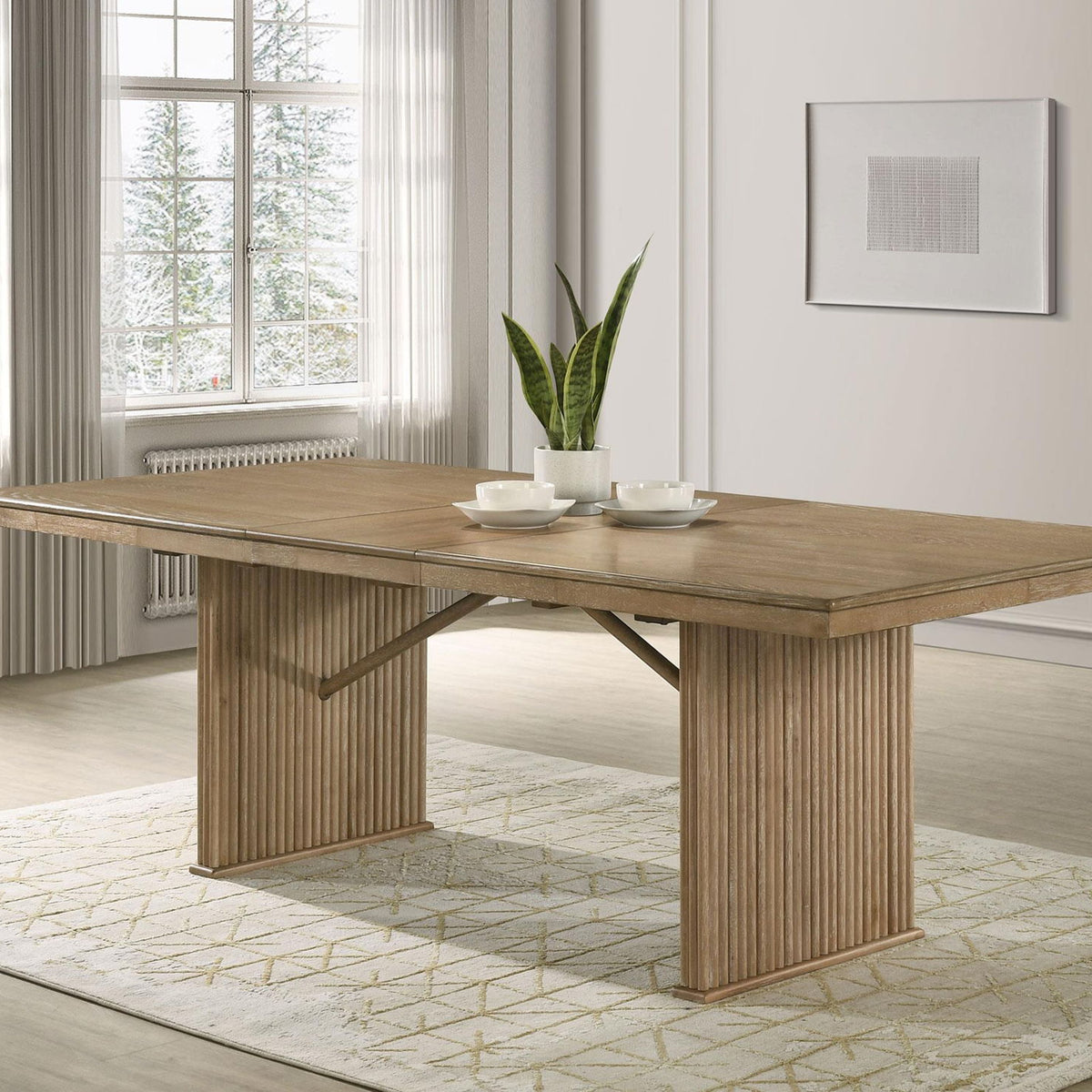 Adina 89-inch Extension Dining Table Distressed Light Brown