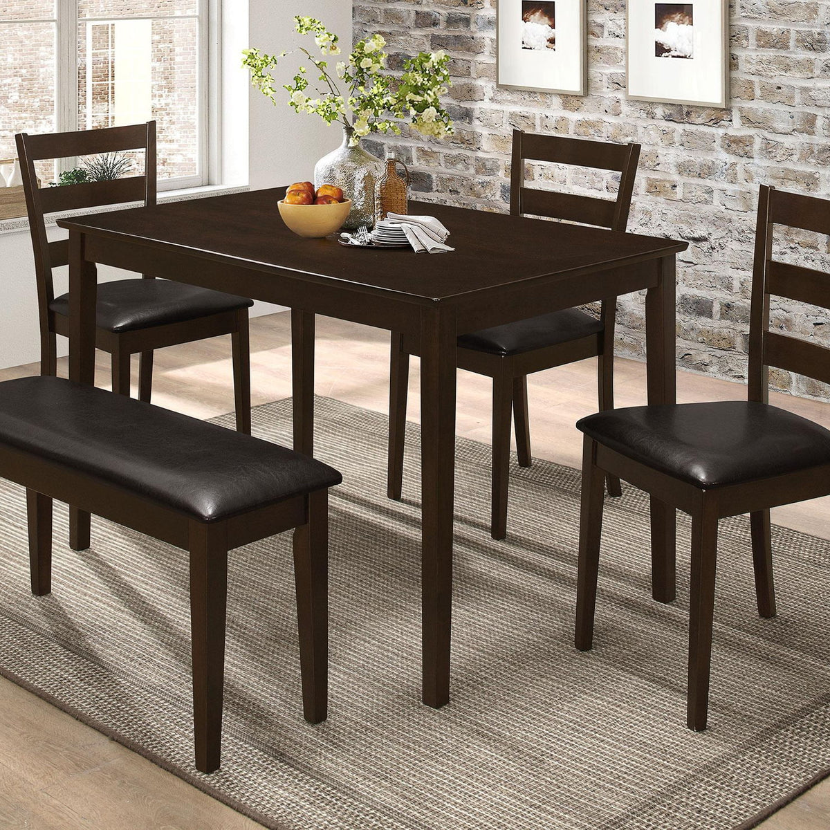 Guillen 5-piece Rectangular Dining Table Set Cappuccino