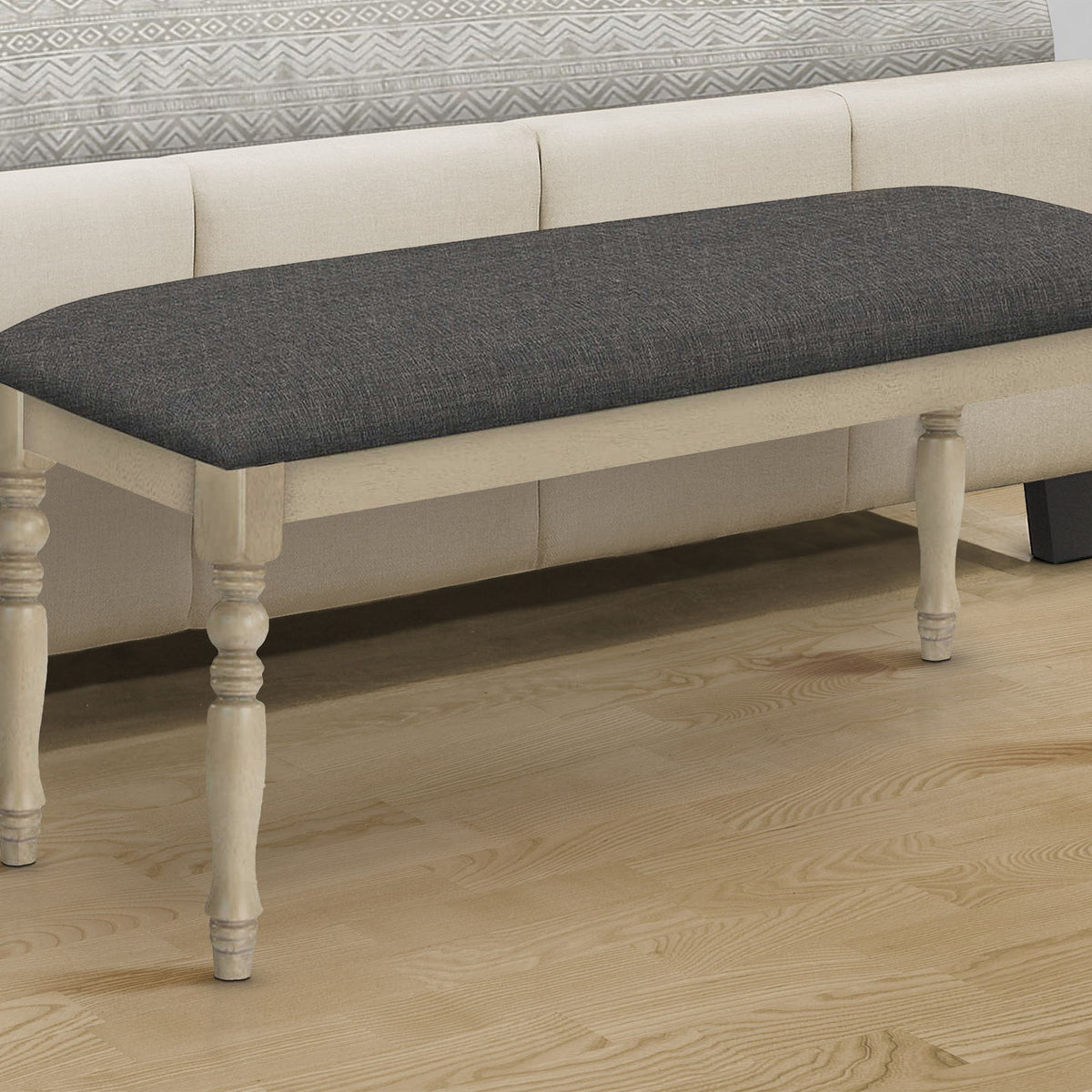Bench, Rectangular, Upholstered, Transitional - Gray