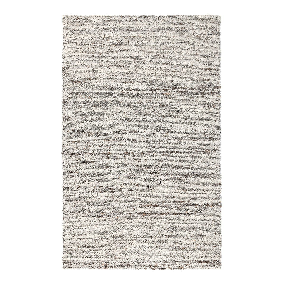 Natural wool rug, speckled weave with thin horizontal linear pattern