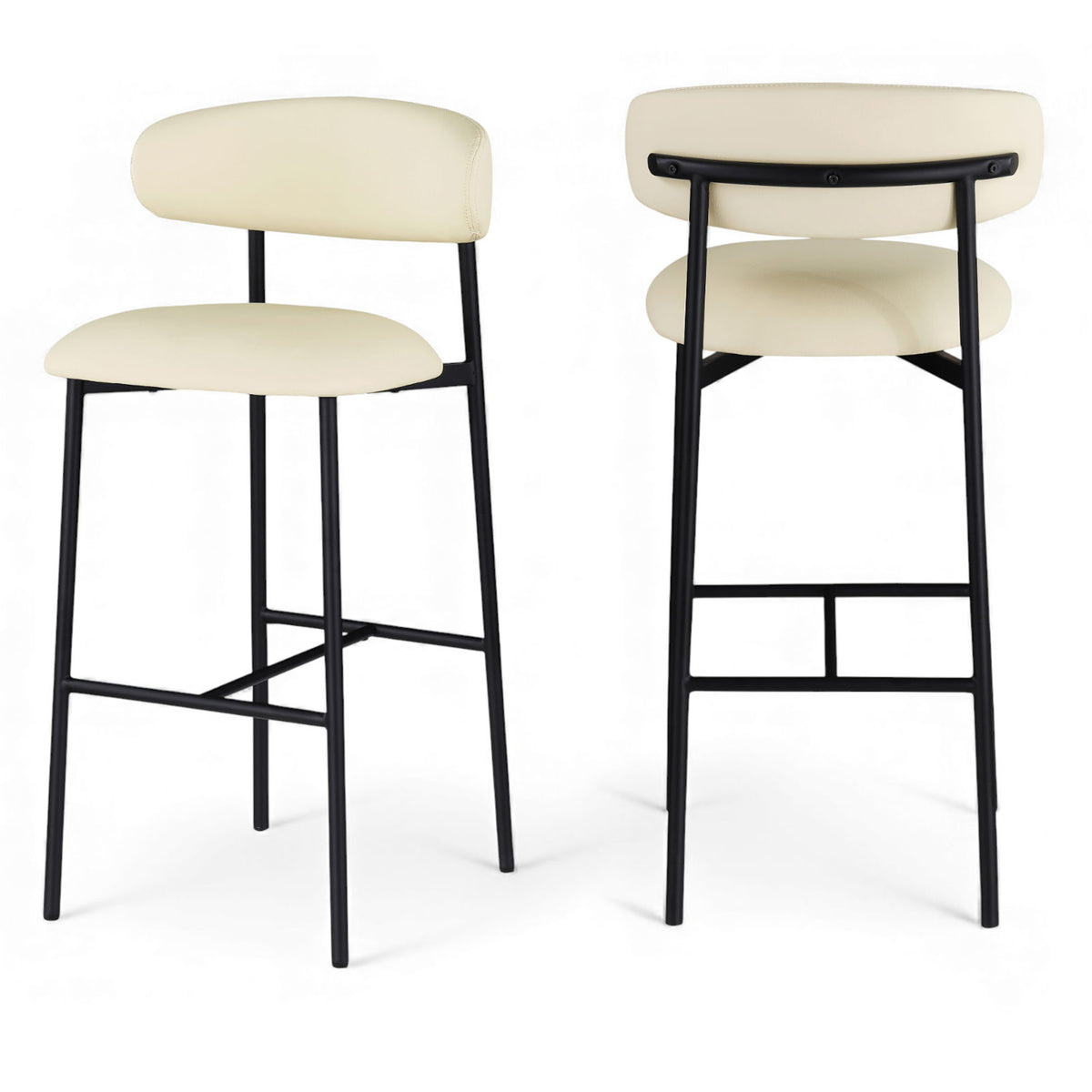 Lupita - Vegan Leather Upholstered Bar Stool (Set of 2) - Cream / Matte Black