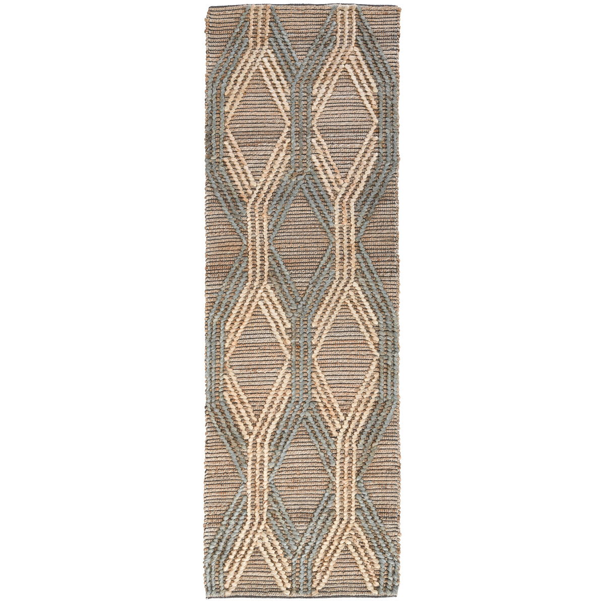 Natural Fiber - 2.6' x 8' Sylmar Rug - Natural/Mineral Blue