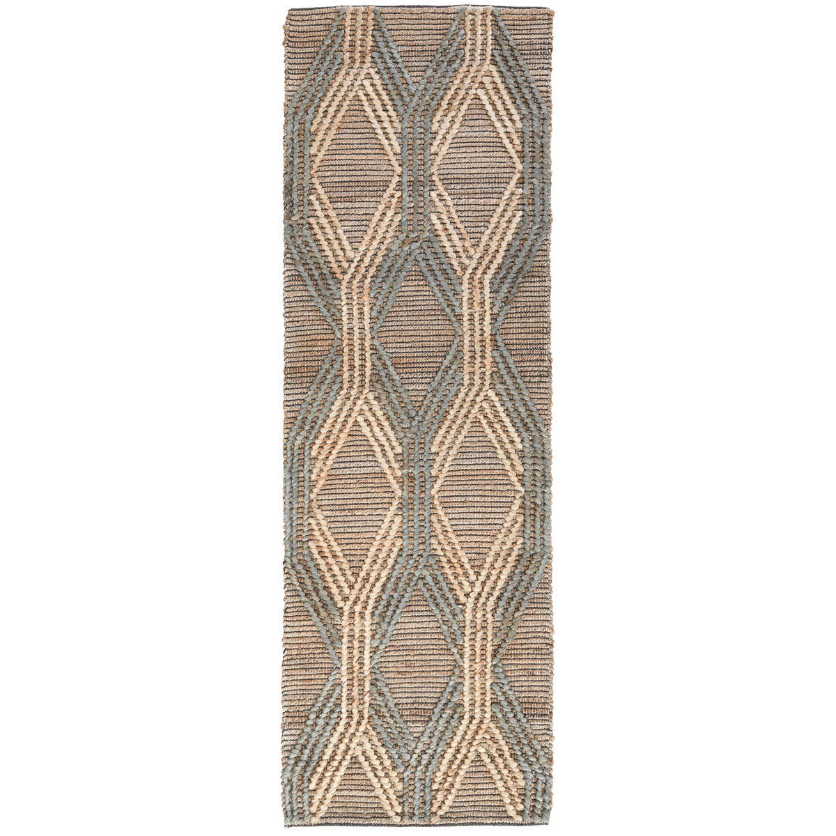 Natural Fiber - 2.6' x 8' Sylmar Rug - Natural / Mineral Blue