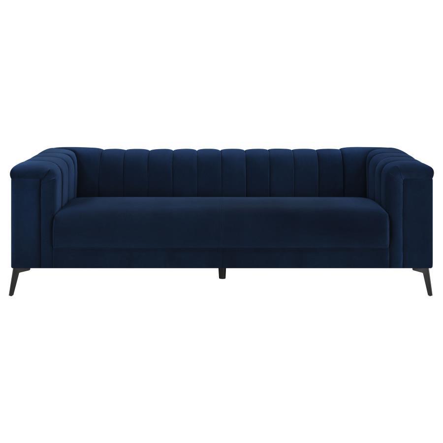 Chalet - Upholstered Tuxedo Arm Tufted Sofa - Blue