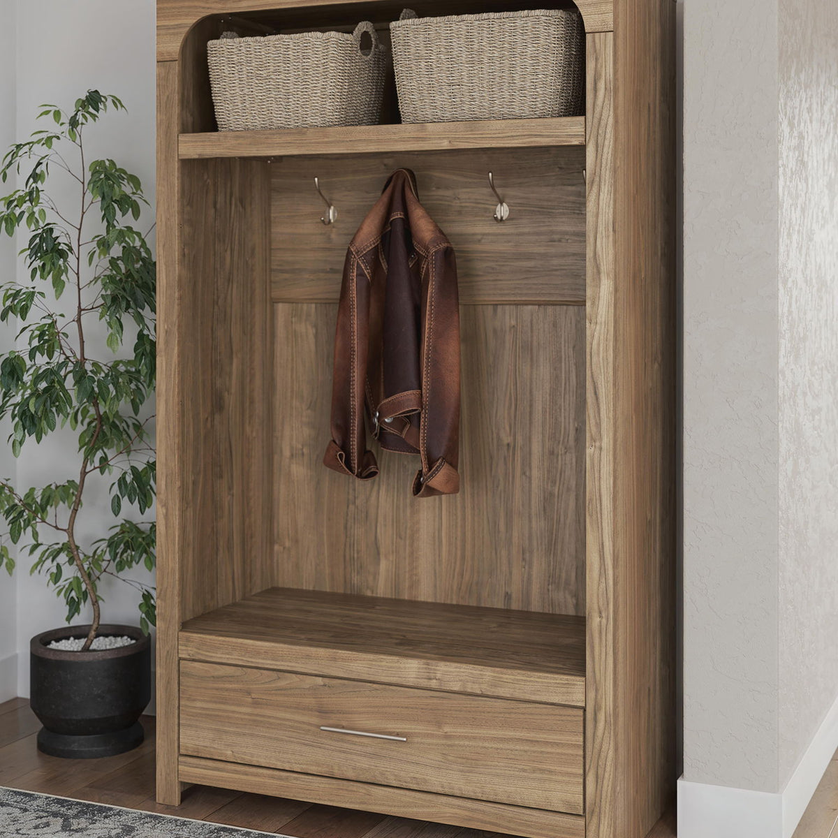 Dovander - Hall Tree With Storage Bench - Brown