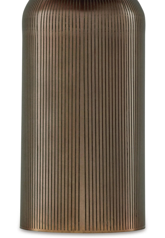Dorriham metal table lamp, ribbed light bronze cylinder body