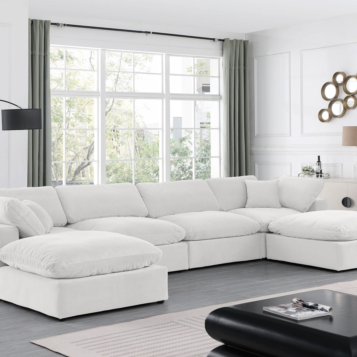 Comfy - 6 Piece Velvet Modular Double Chaise Sectional