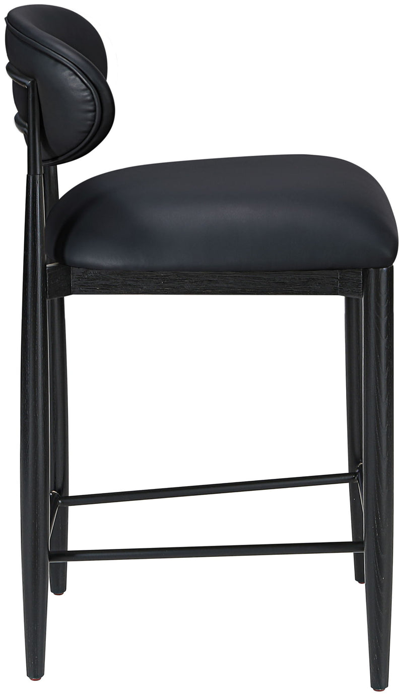 Riccio - Faux Leather Stool - Black Frame