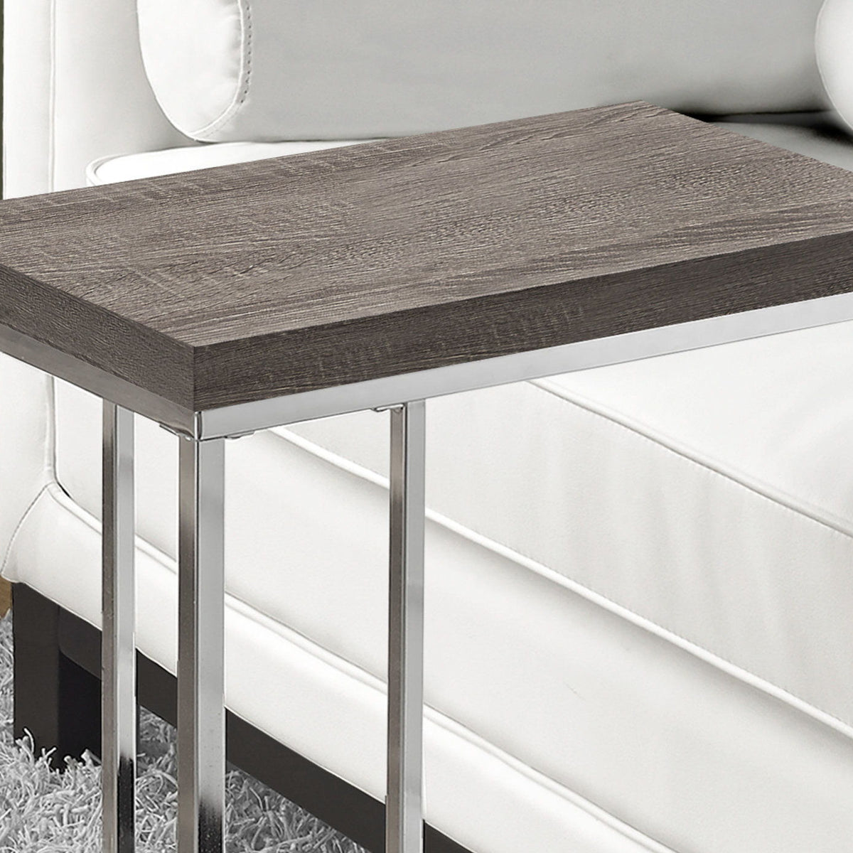 Accent Table, C - Shaped, Tempered Glass, Stylish Design Contemporary & Modern