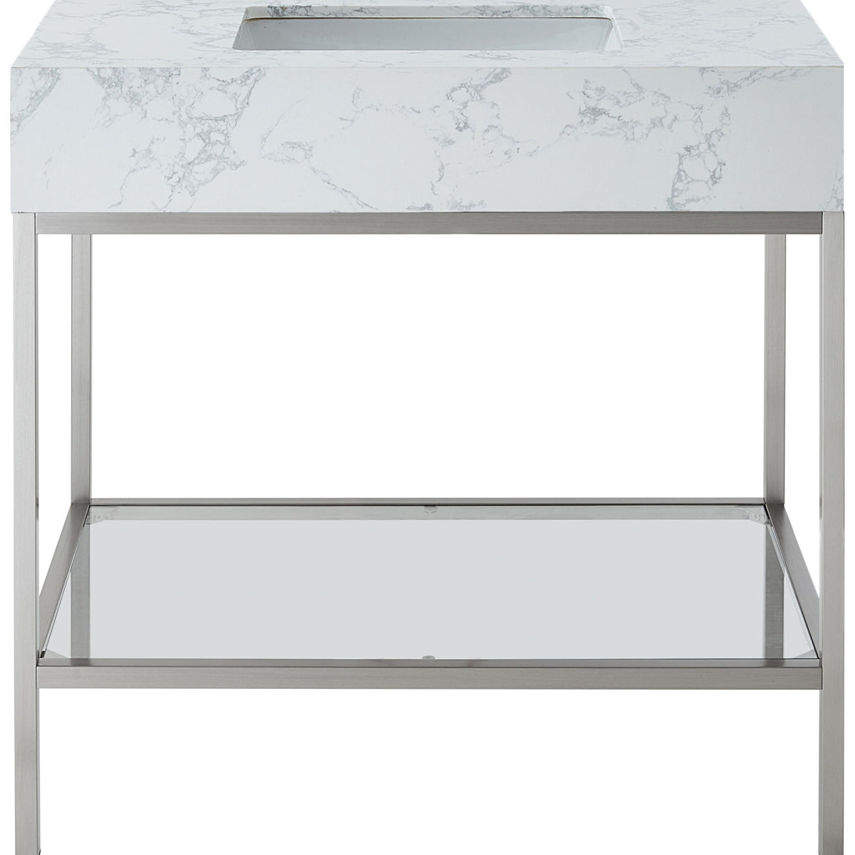 Marmo - Engineered Marble Bathroom Vanity With Chrome Base