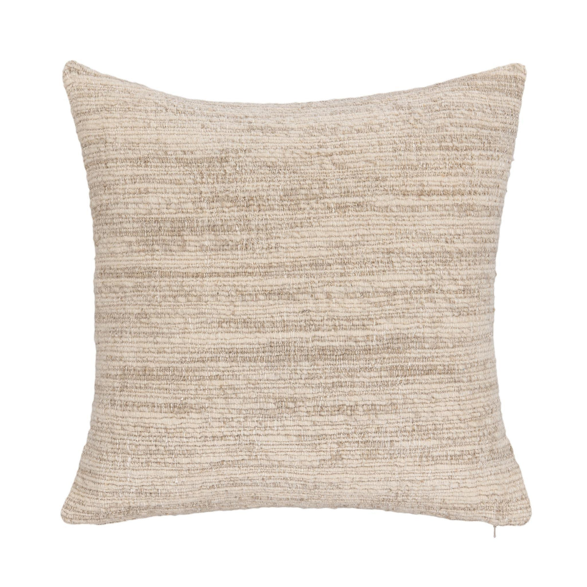 Natural woven pillow cover, square front with fine textured horizontal striping