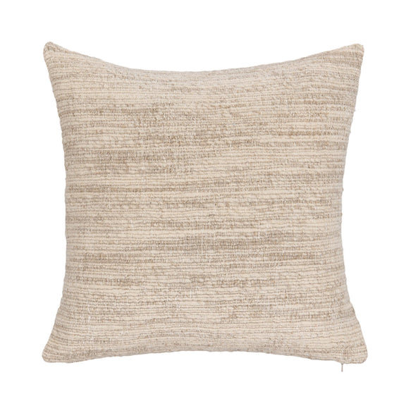 Natural woven pillow cover, square front with fine textured horizontal striping