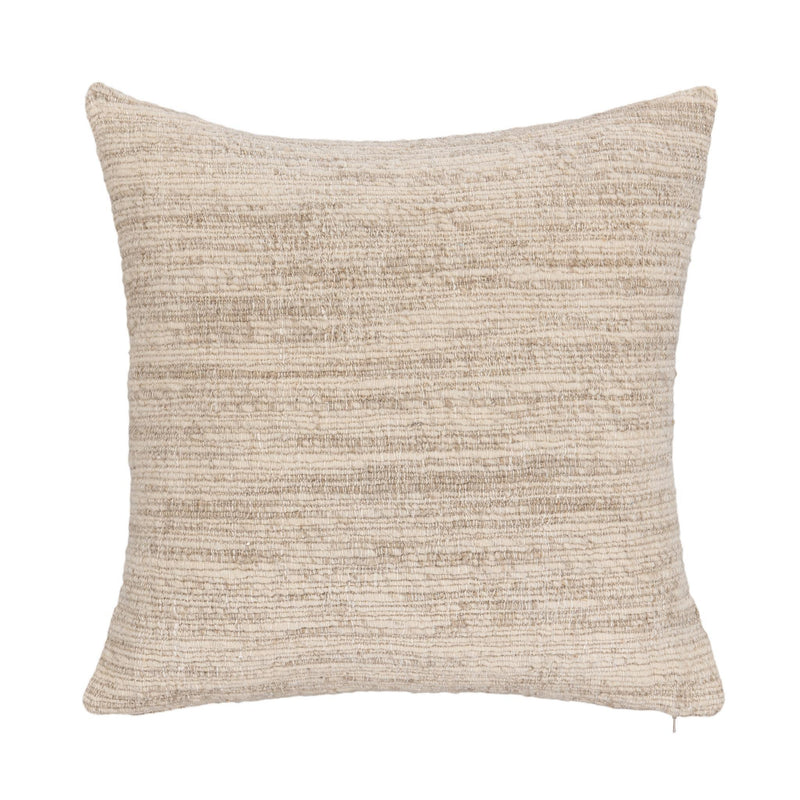 Natural woven pillow cover, square front with fine textured horizontal striping