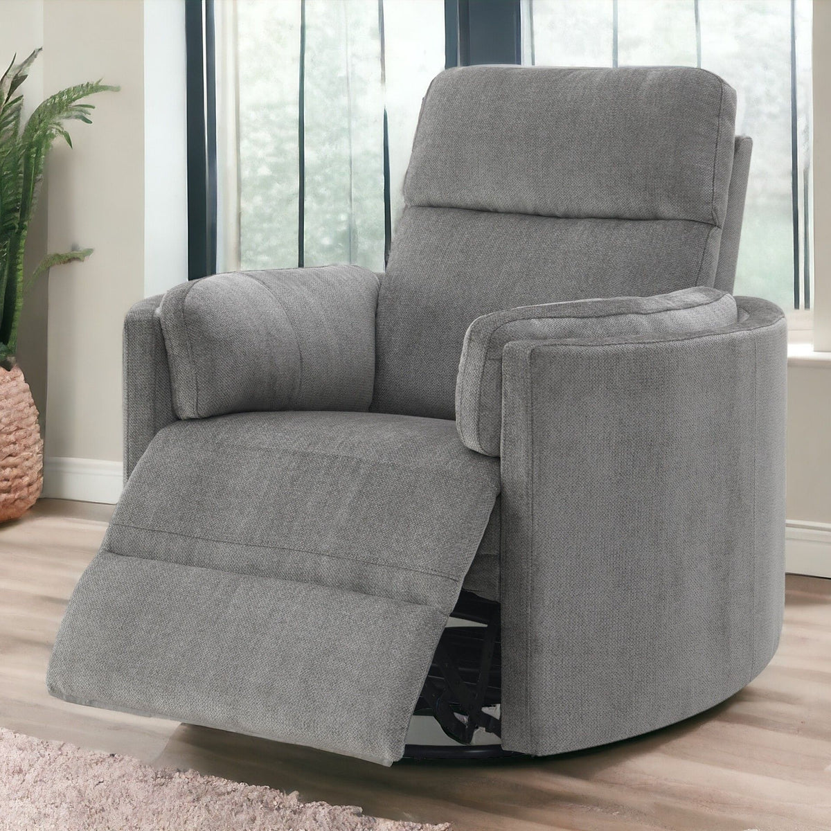 Sagen - Chenille Glider Recliner With Swivel