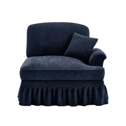 Right-Facing Chenille Sofa - Blue Chenille