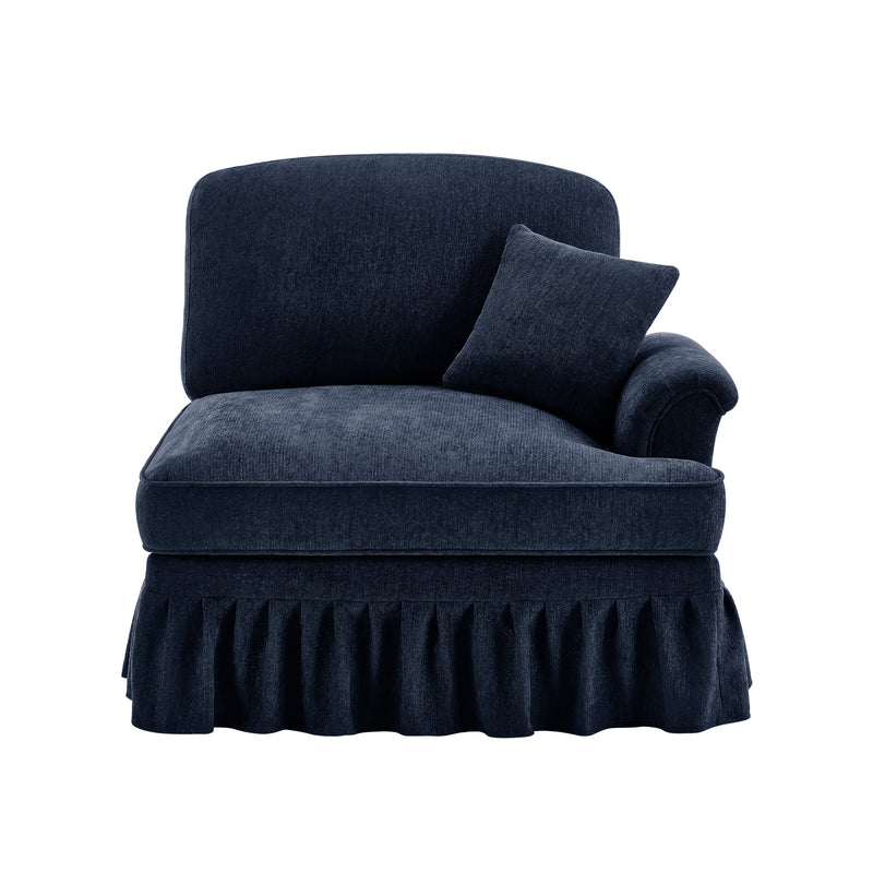 Right-Facing Chenille Sofa - Blue Chenille