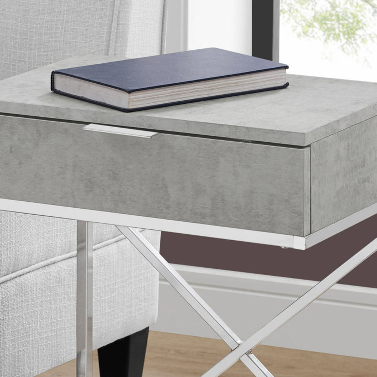 Accent Side Table, Storage Drawer, Spacious Tabletop, Contemporary & Modern