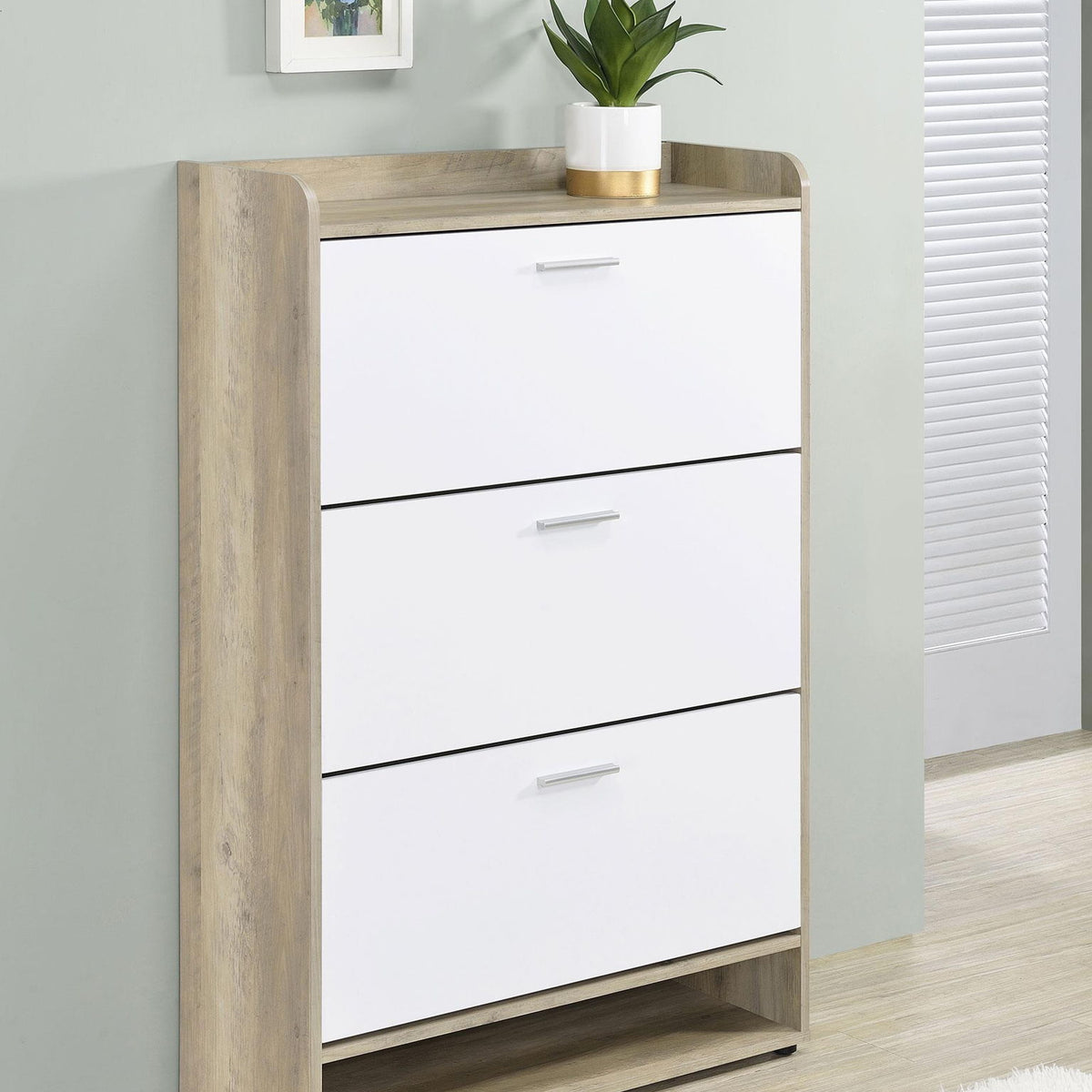 Denia 3-tier Engineered Wood Shoe Cabinet White