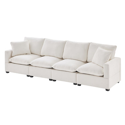 Modern Modular Sofa, 4 Seat Chenille Sectional Couch Set With 2 Pillows Included, Freely Combinable Indoor Funiture For Living Room, Apartment, Office