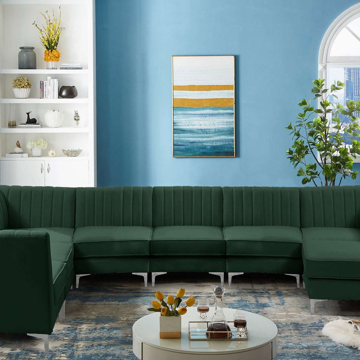 Alina - 8 Piece Velvet Modular Sectional