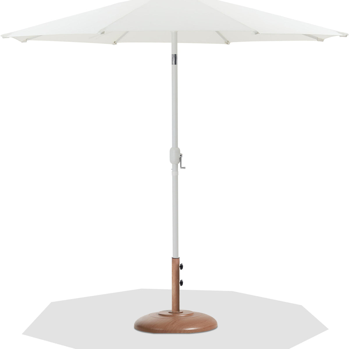 Fiji - Aluminum Patio Umbrella With Round Teak And White Base