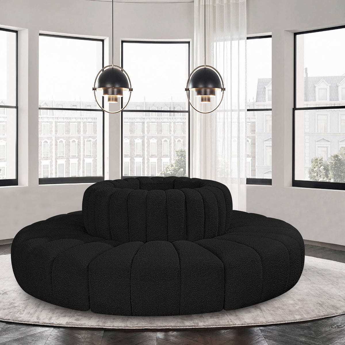 Arc - Boucle Fabric 8 Piece Round Modular Sofa