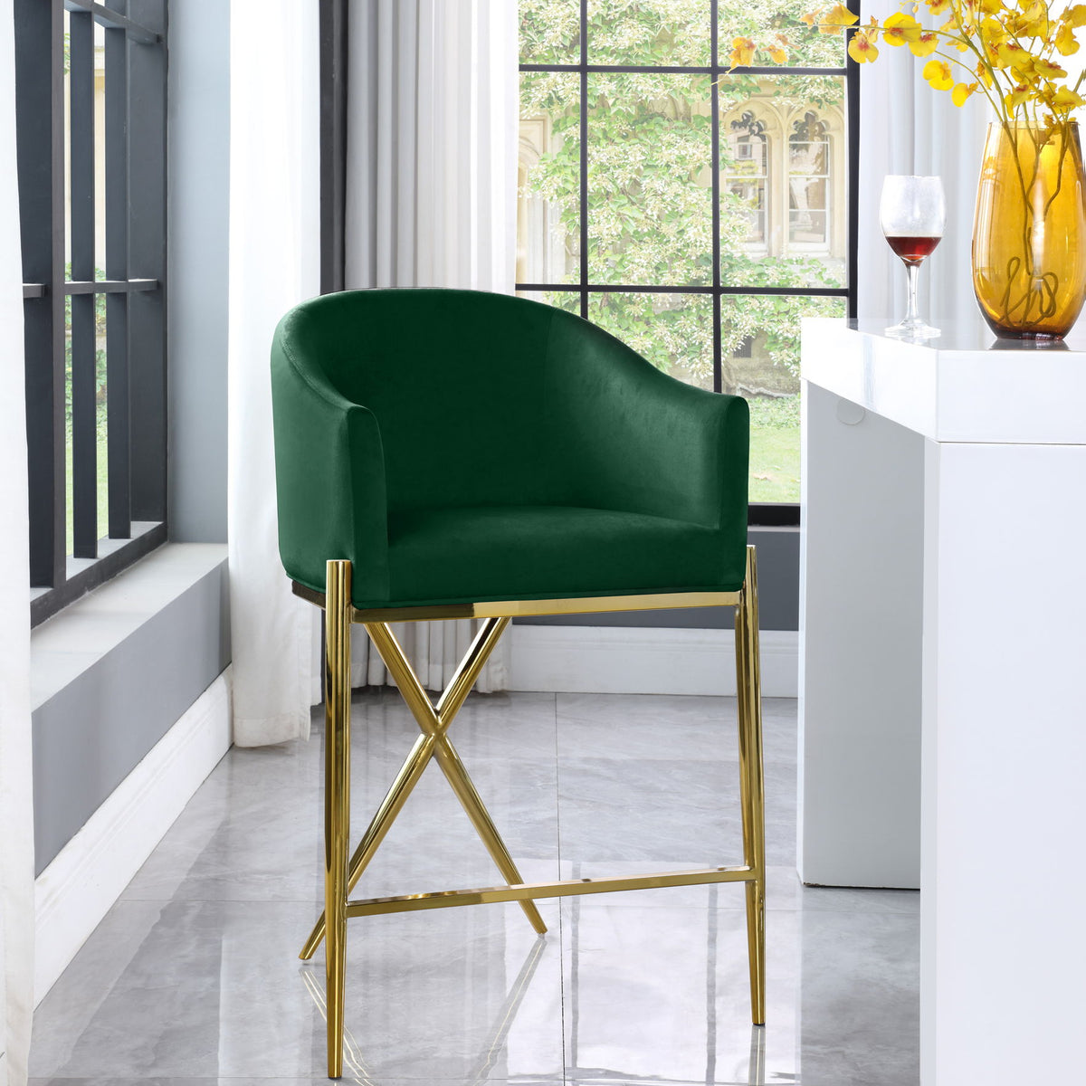 Xavier - Counter Stool with Gold Legs