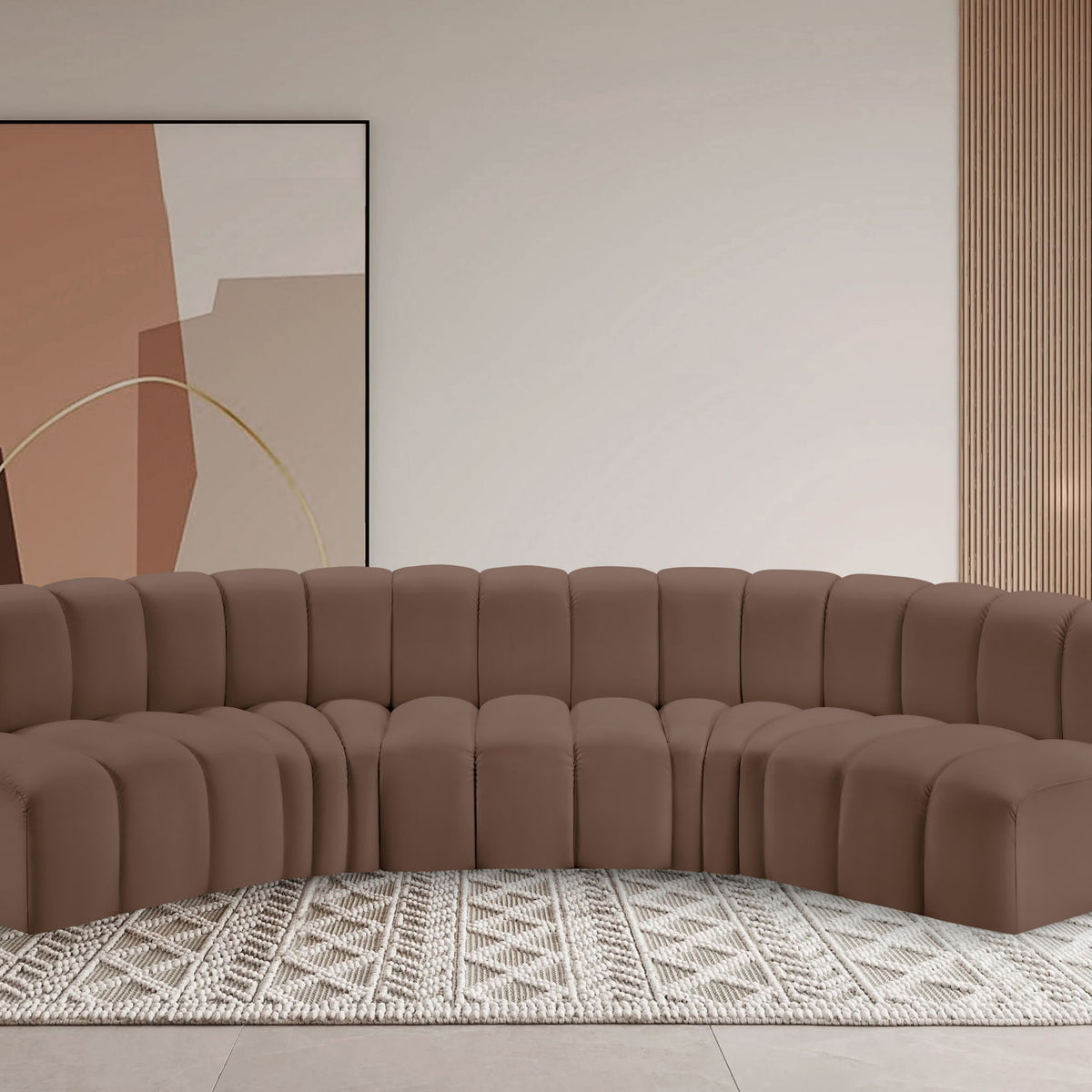 Arc - Faux Leather 5 Piece U-Shaped Modular Sofa