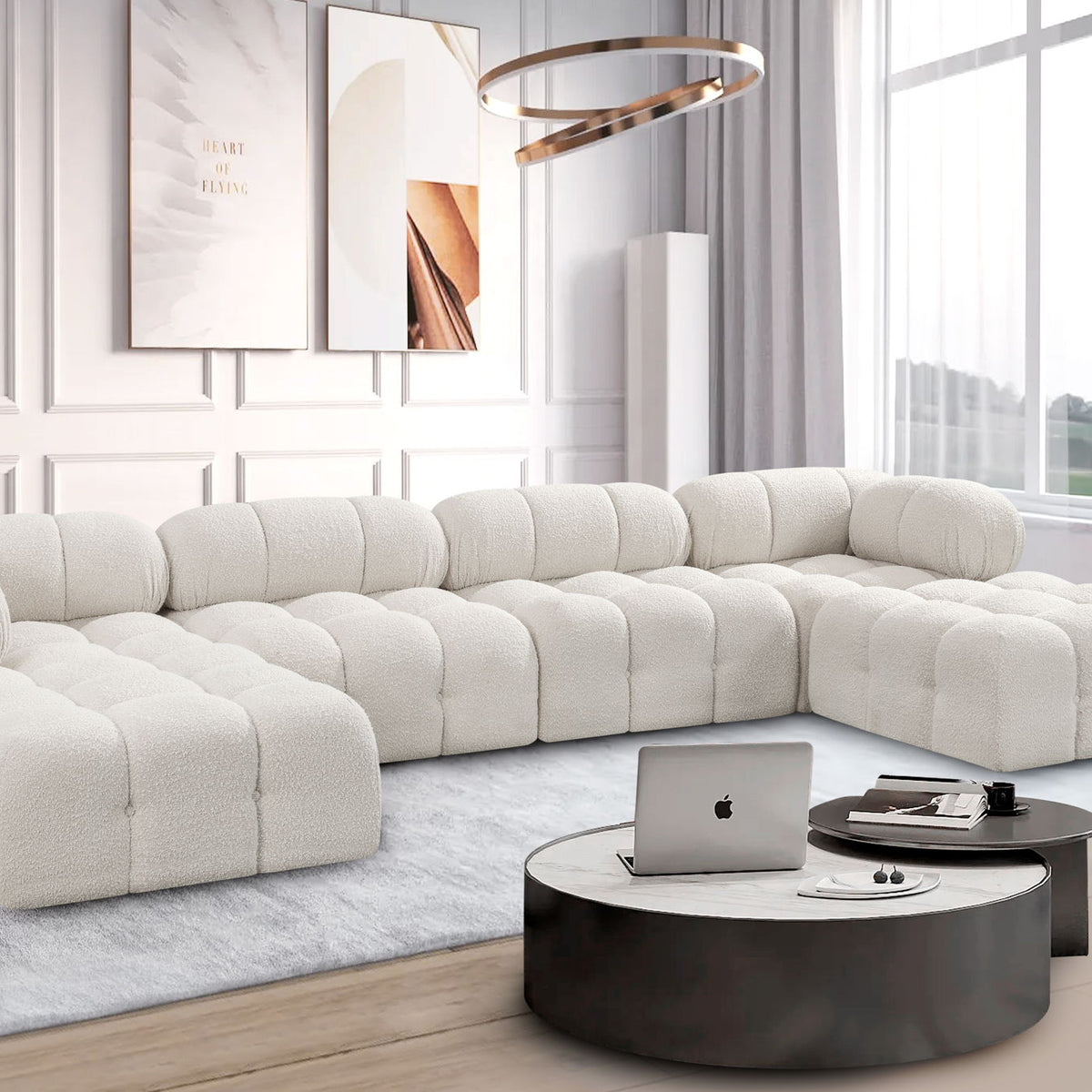 Ames - 6 Piece Fabric Modular U-Shaped Sectional