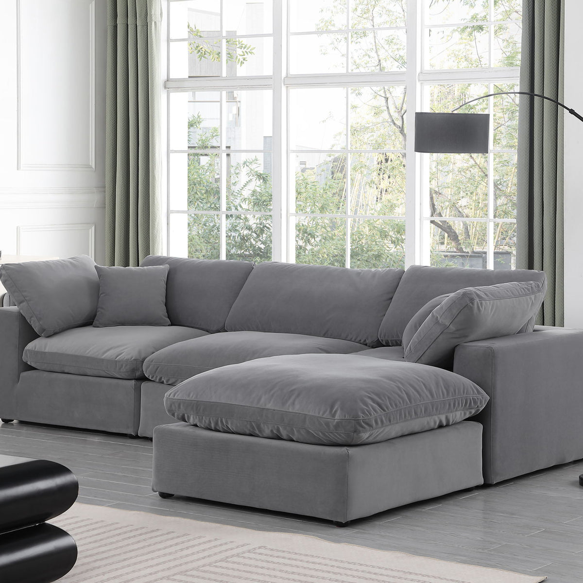 Comfy - 4 Piece Velvet Modular Sectional With Chaise