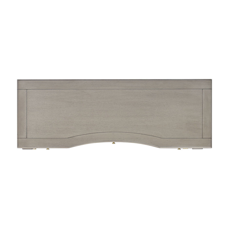Gray desk drawer front panel with curved apron detail