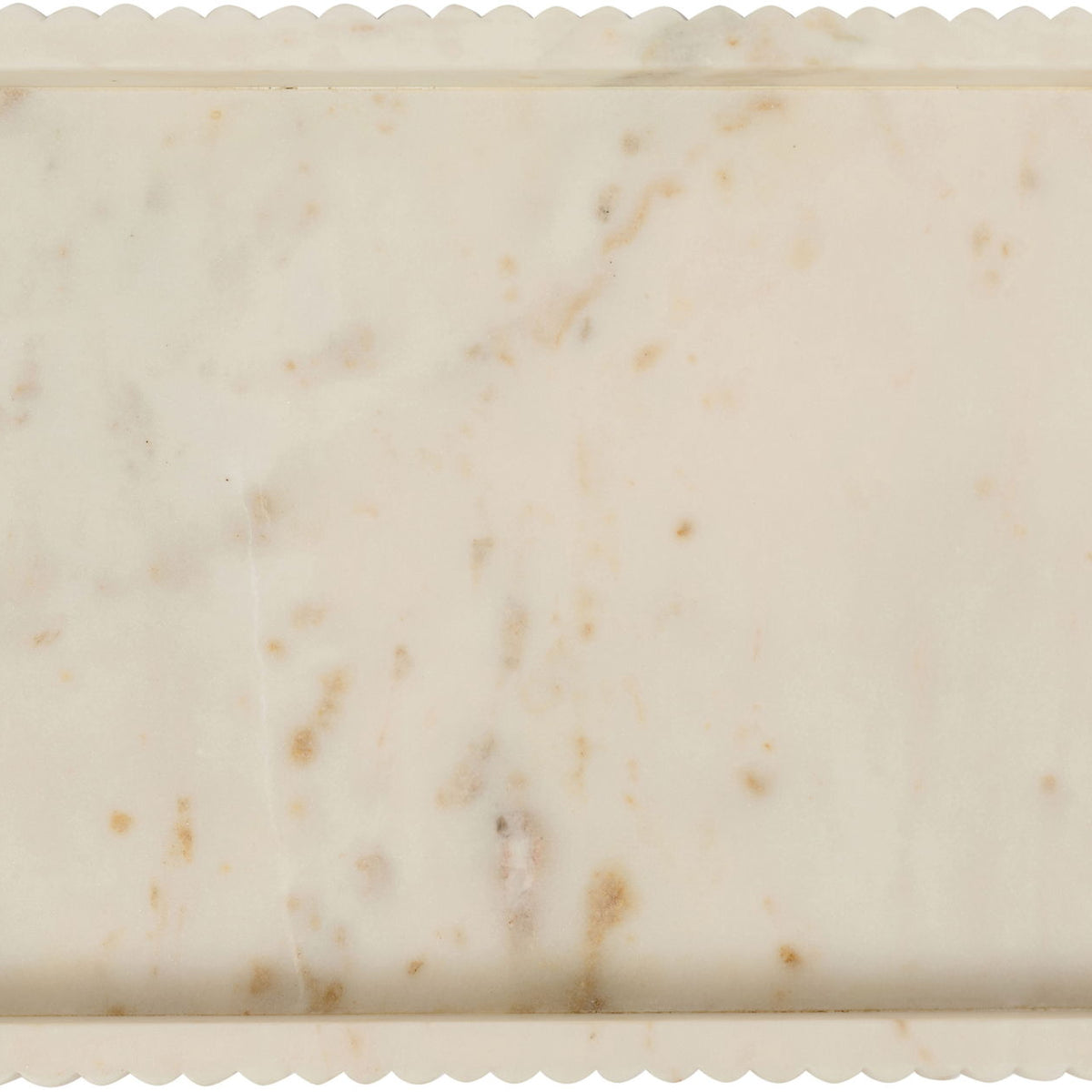 White genuine marble tray with scalloped border