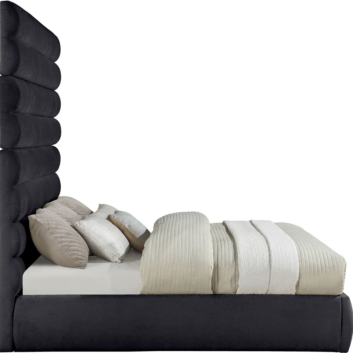 Adam - Chenille Fabric Bed With 89" Headboard