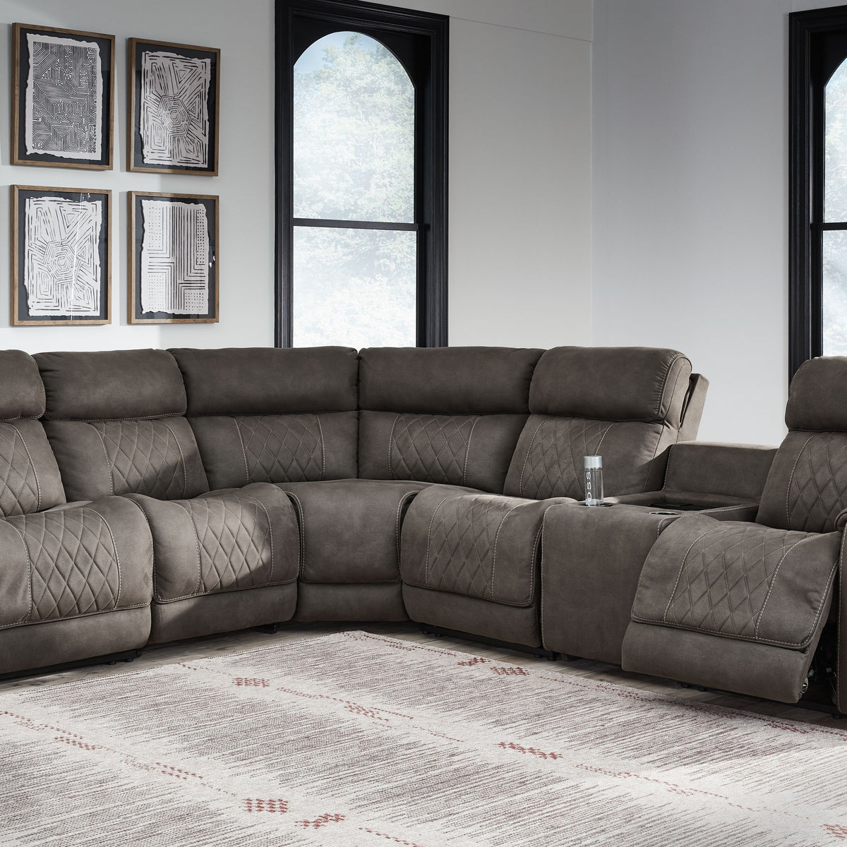 Hoopster - Gunmetal - Zero Wall Power Recliner with Console 6 Pc Sectional
