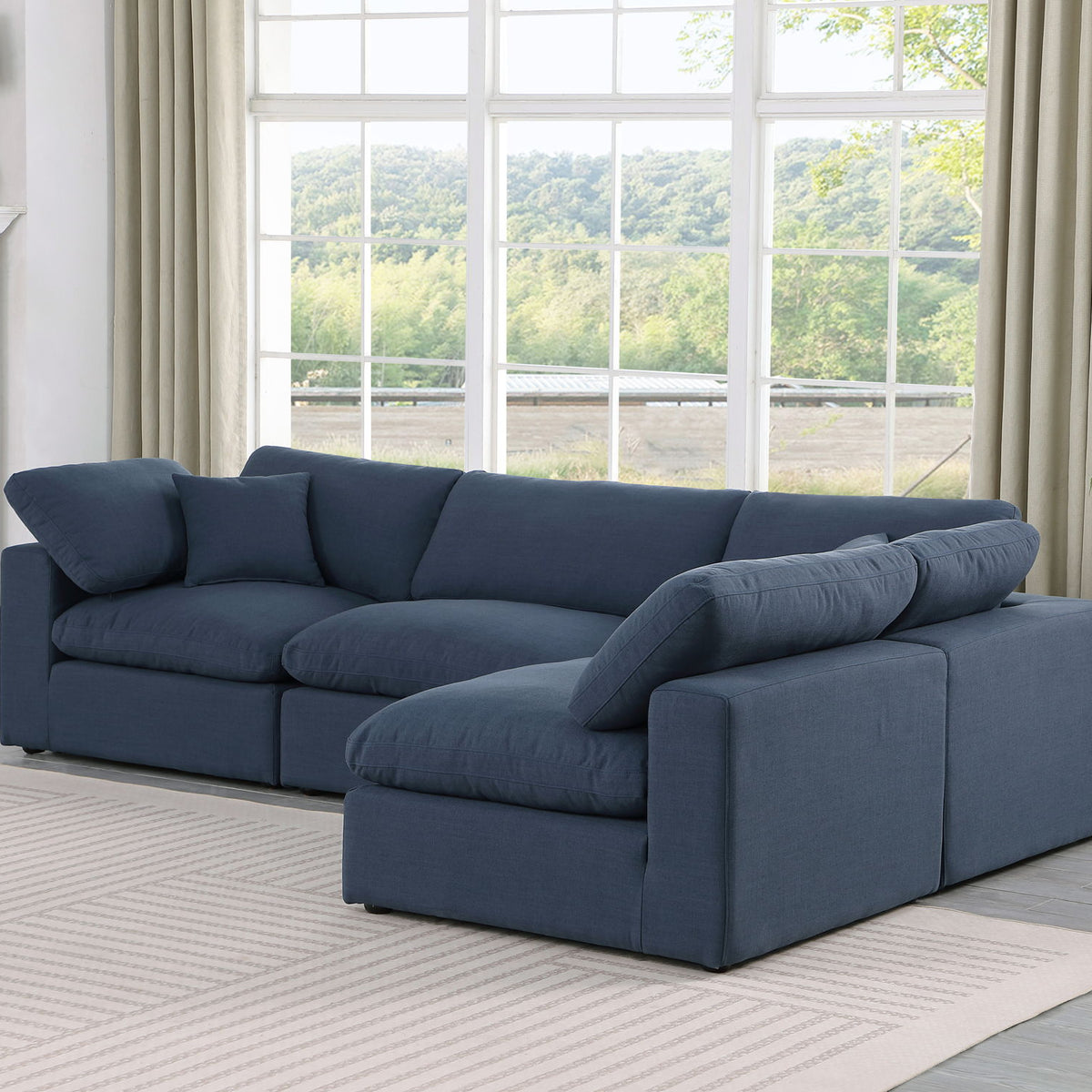 Comfy - 4 Piece Linen Fabric Modular Armless Sectional