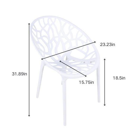 White dining chair dimensions: 31.89in H, 23.23in W, 18.5in D