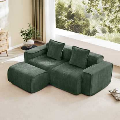2-Seater Modular L-Shaped Velvet Sectional Sofa - Green Velvet