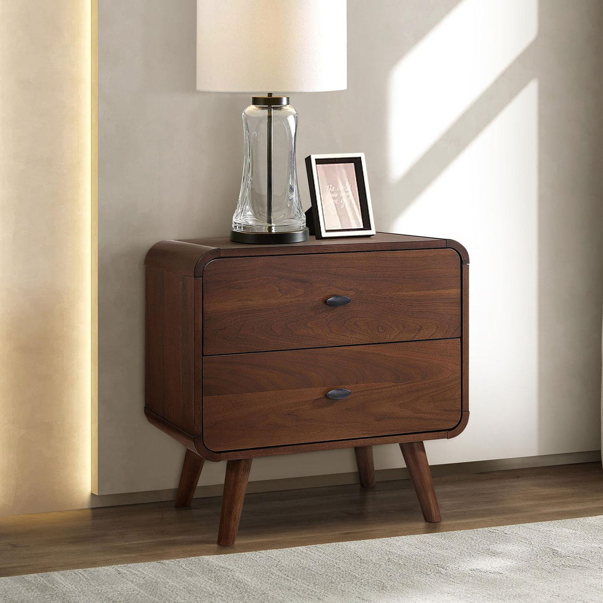 Robyn 2-drawer Nightstand Bedside Table Dark Walnut