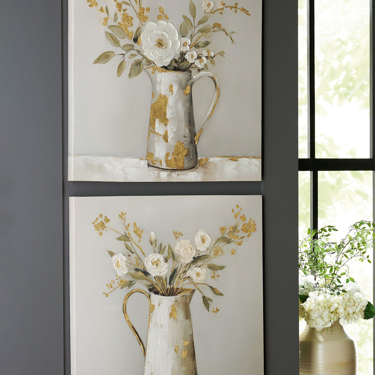 Amoryville - Taupe / Green / Gold Finish - Wall Art Set (Set of 2)