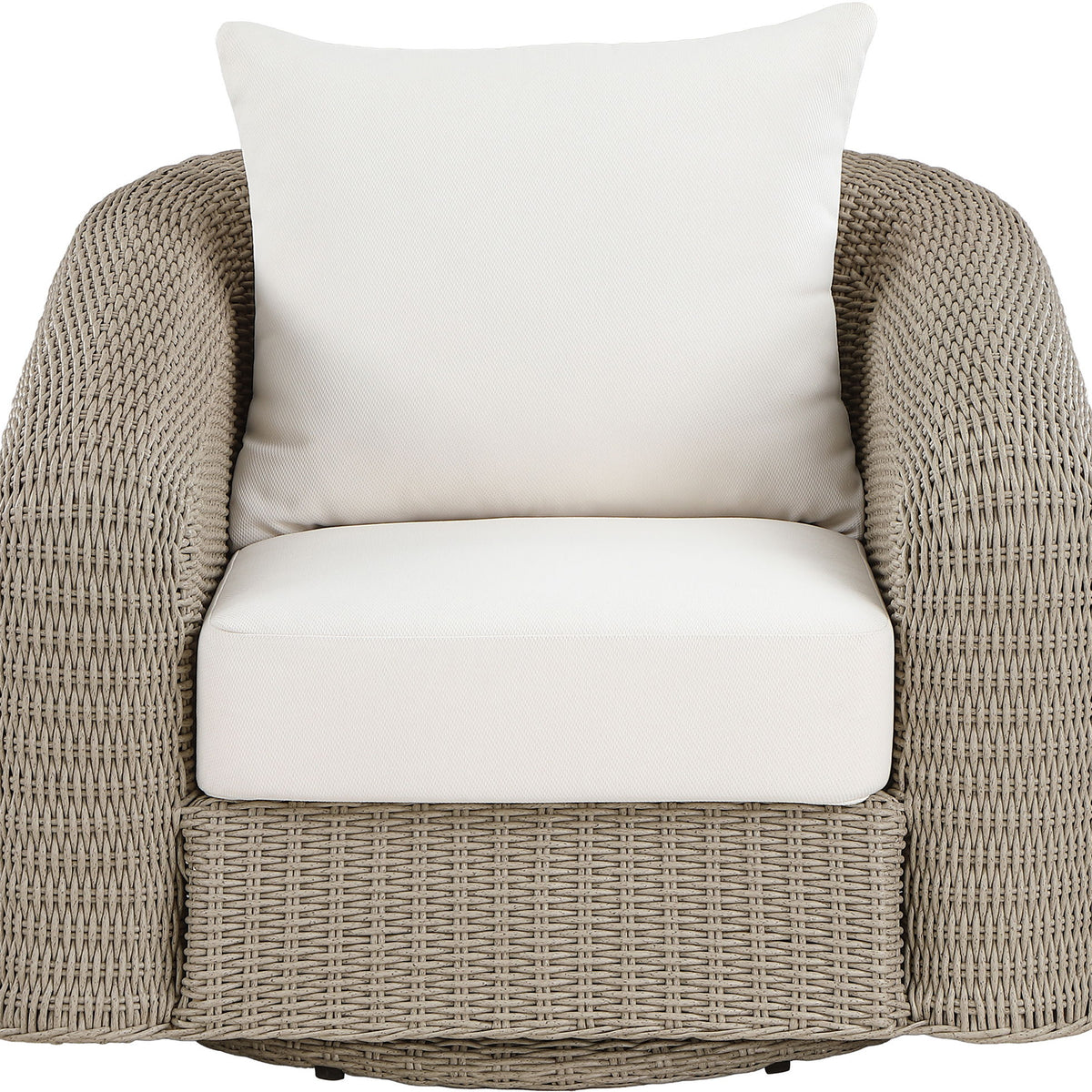 Seacrest - Olefin Water Resistant Fabric And Wicker Outdoor Patio Swivel Chair