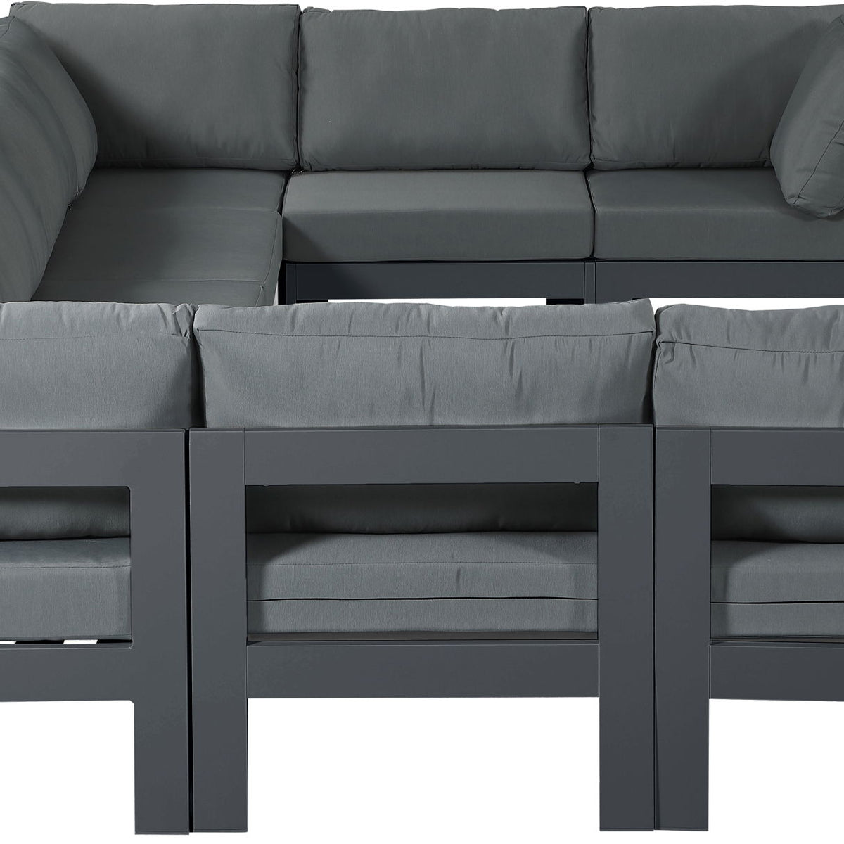 Nizuc - Outdoor Patio 9 Piece Modular Sectional With Gray Frame