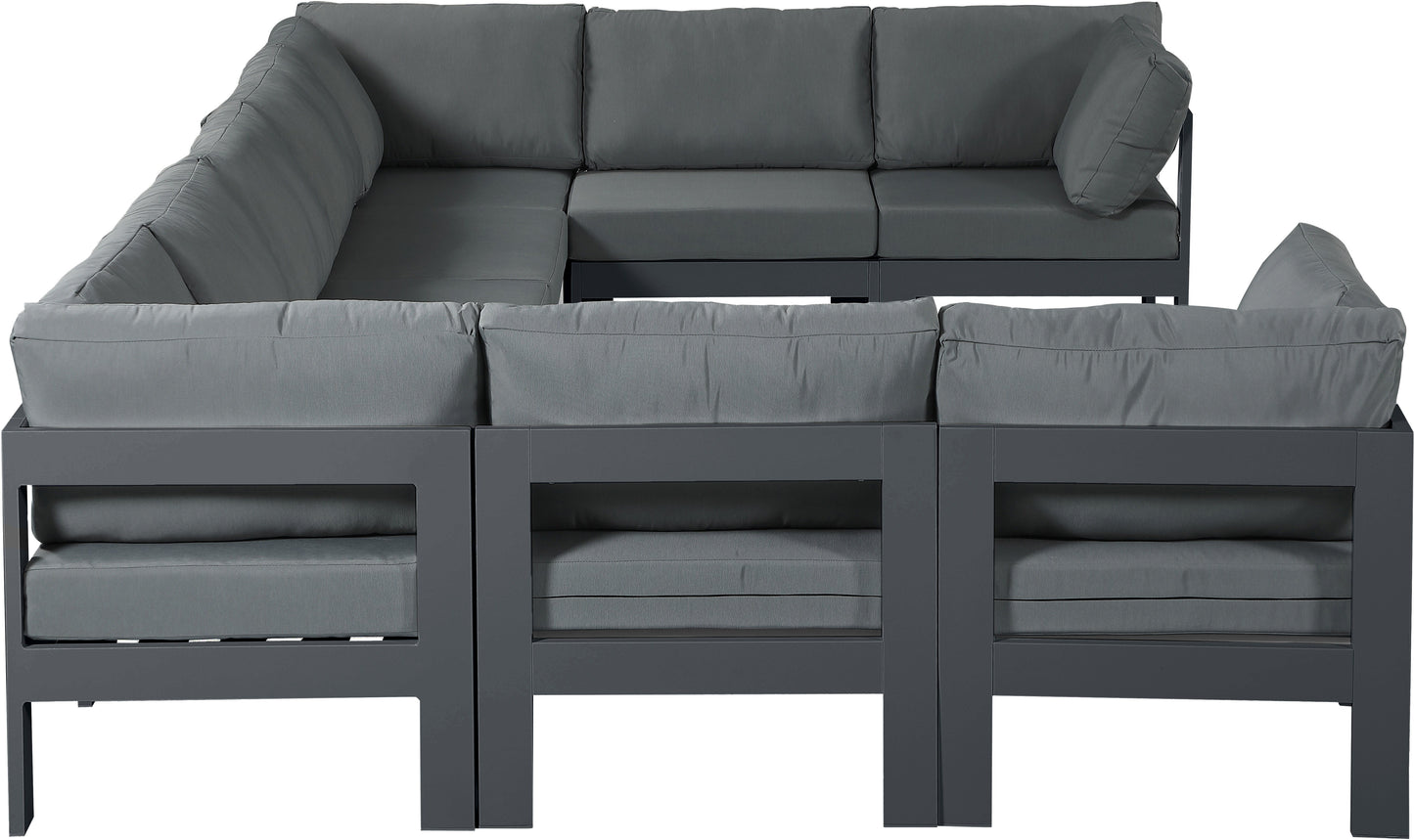 Nizuc - Outdoor Patio Modular Sectional 9 Piece - Grey