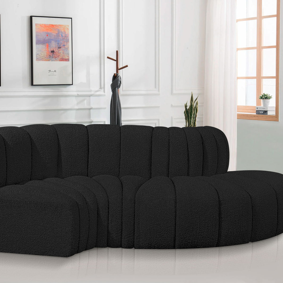 Arc - Boucle Fabric 4 Piece L-Shaped Modular Sofa