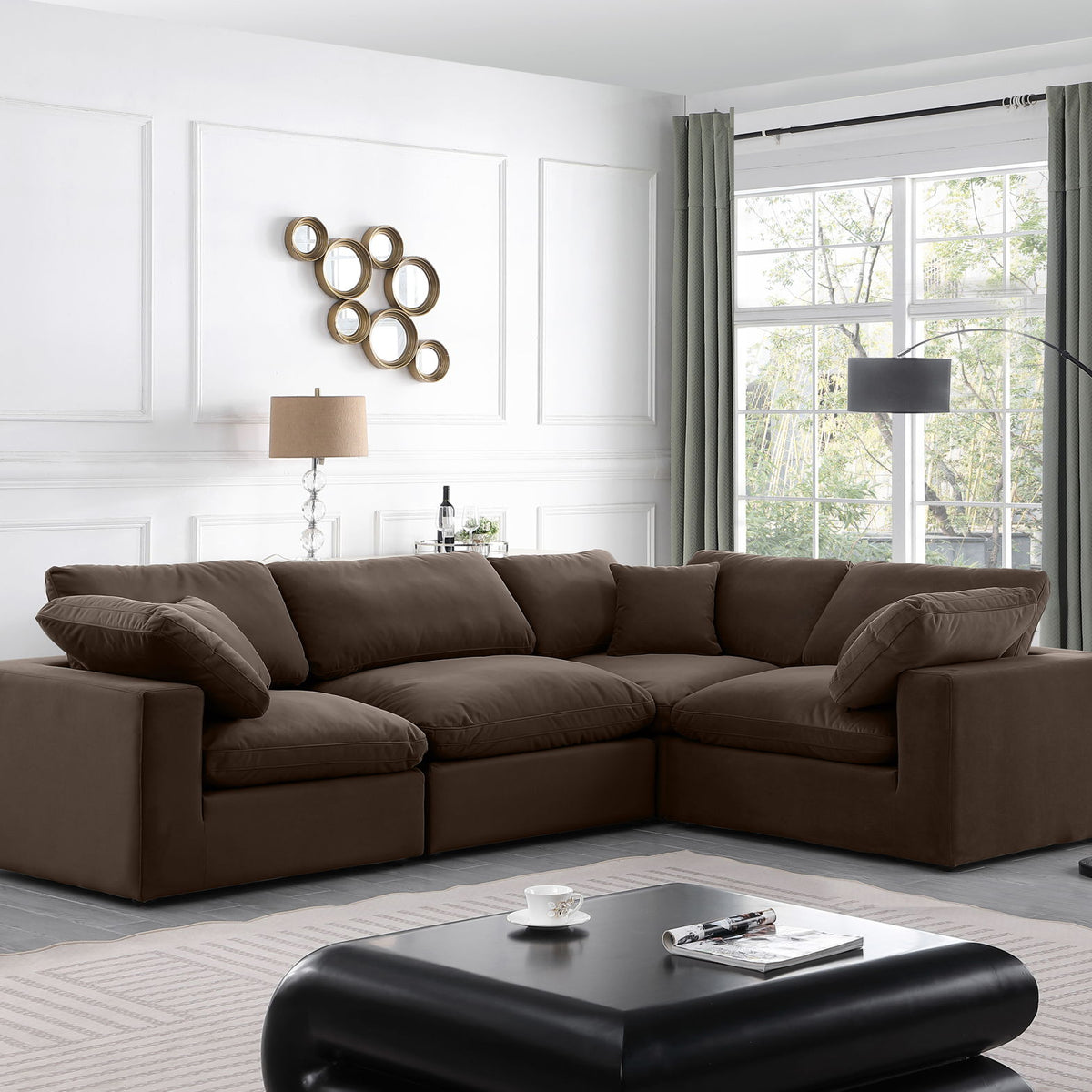 Comfy - 4 Piece Velvet Modular Sectional