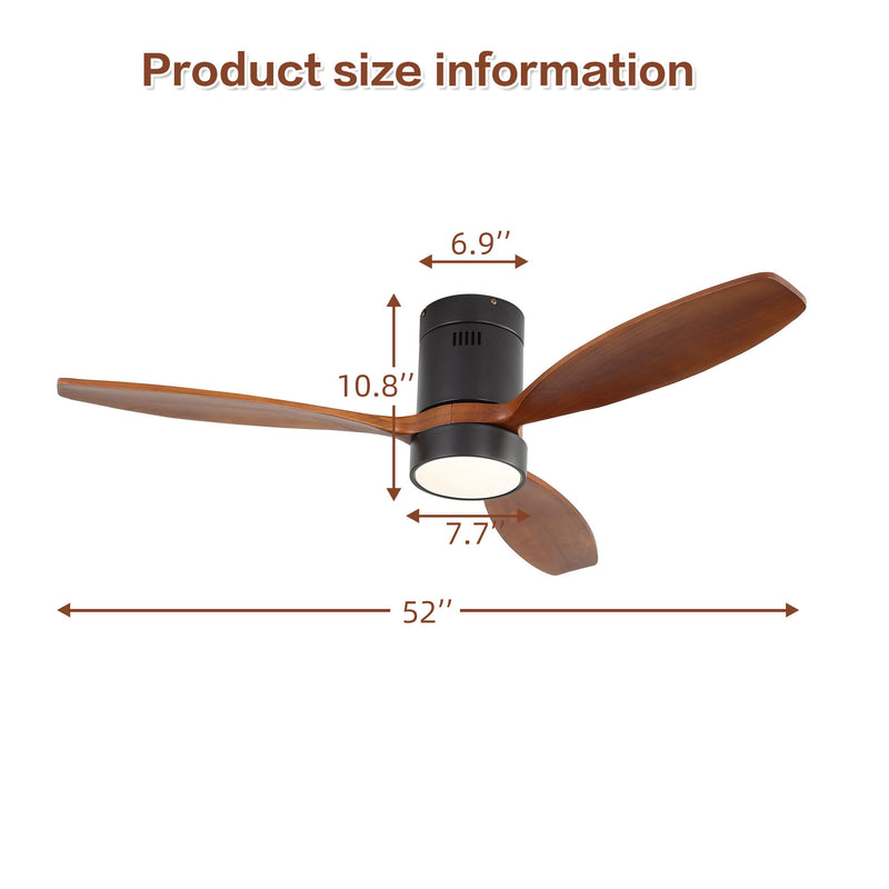 52" Reversible Ceiling Fan With Dimmable Light And Remote Control, DC Motor, Memory Function - Matte Black
