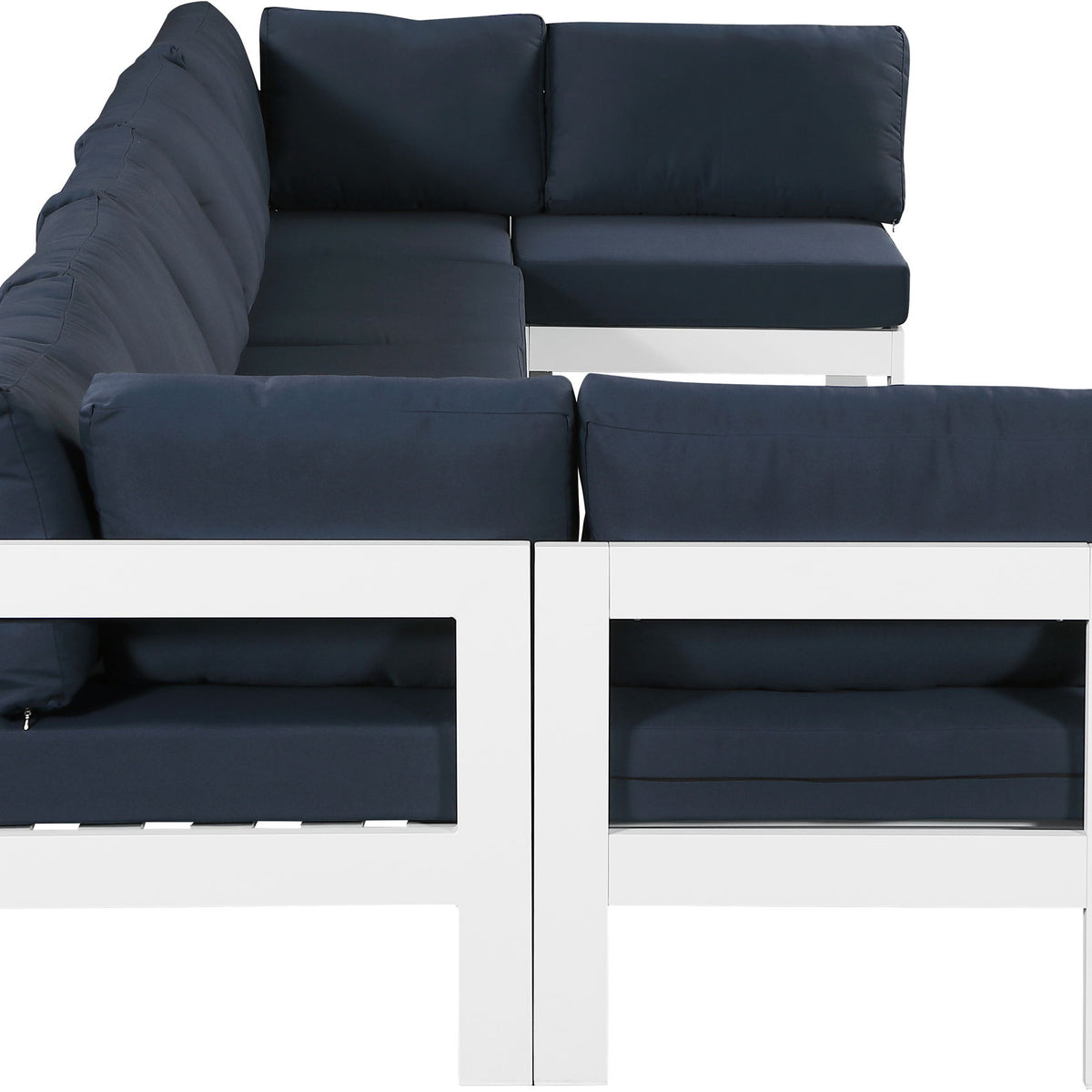 Nizuc - Outdoor Patio 7 Piece Modular Sectional With White Frame