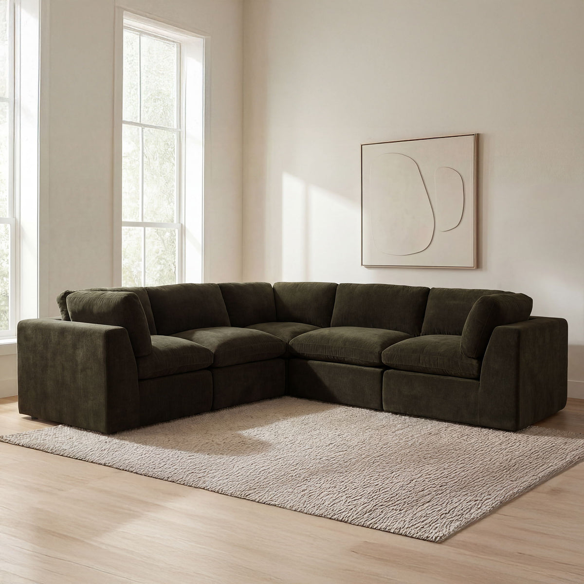 Cates - Classic L Modular Sectional - Dark Green