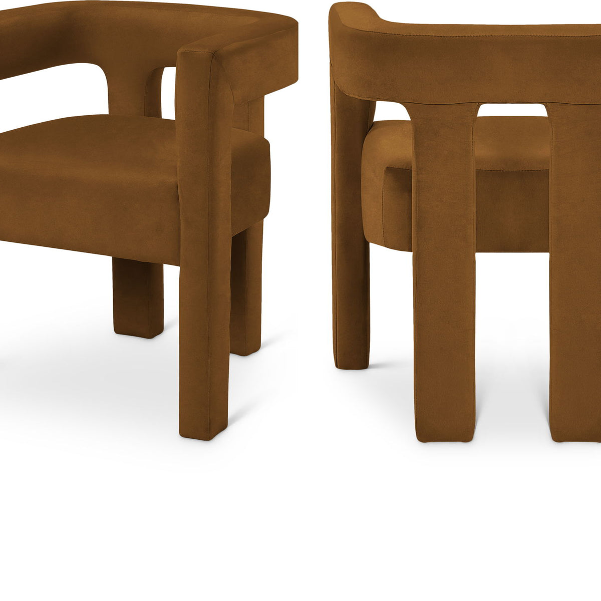 Athena - Velvet Dining Chair - Saddle