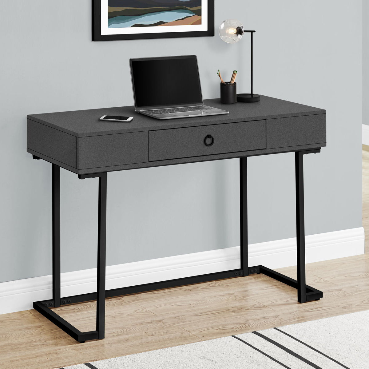 Computer Desk For Home Office, Glossy, Storage Drawer