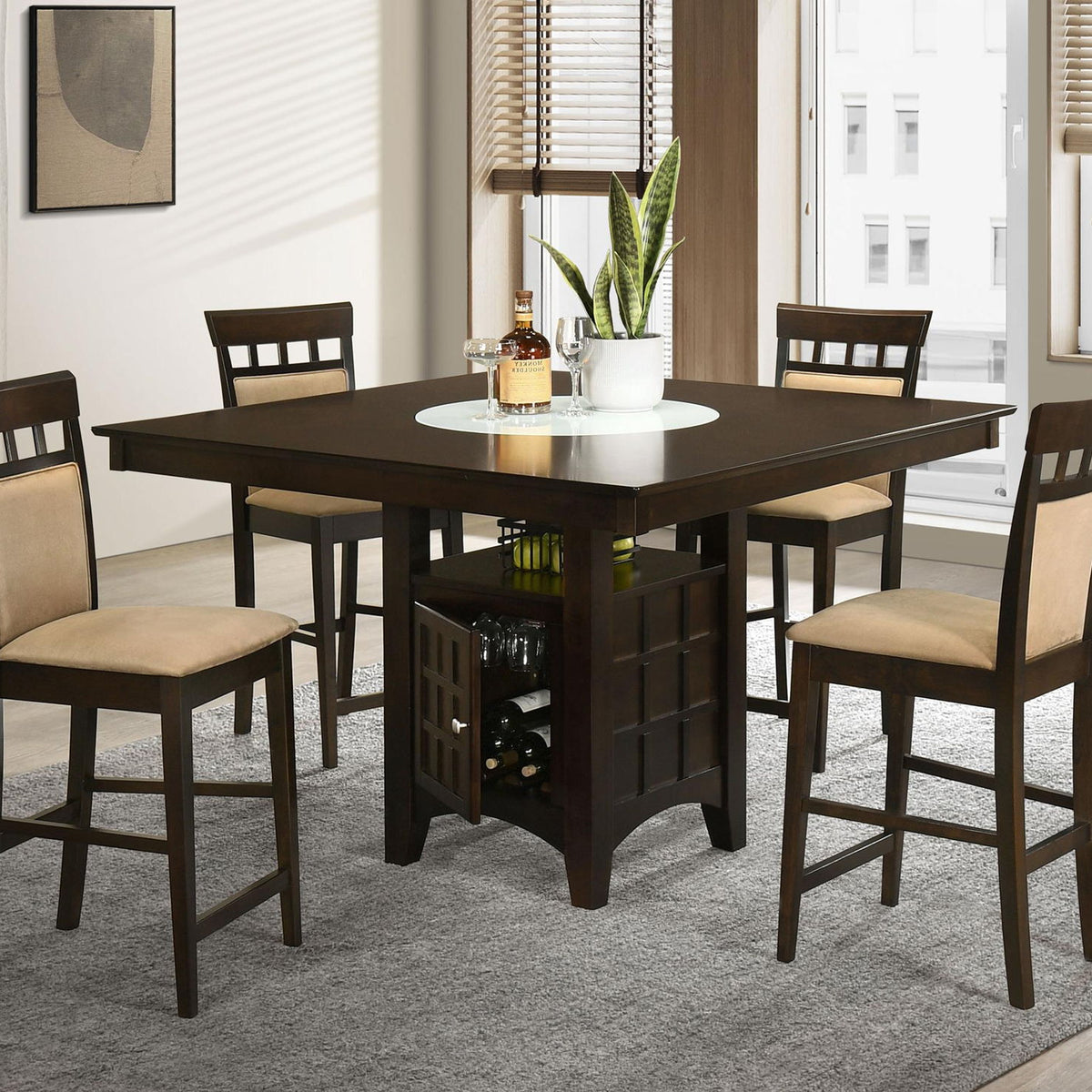 Gabriel 5-piece Square Counter Height Dining Set Cappuccino